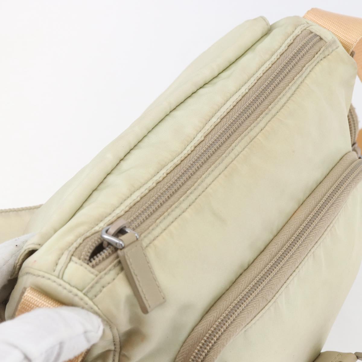 PRADA Shoulder Bag Nylon Beige Auth ki5997