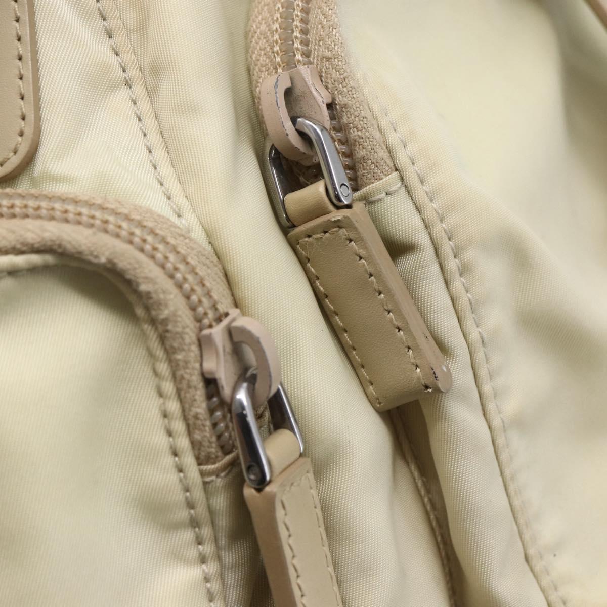 PRADA Shoulder Bag Nylon Beige Auth ki5997