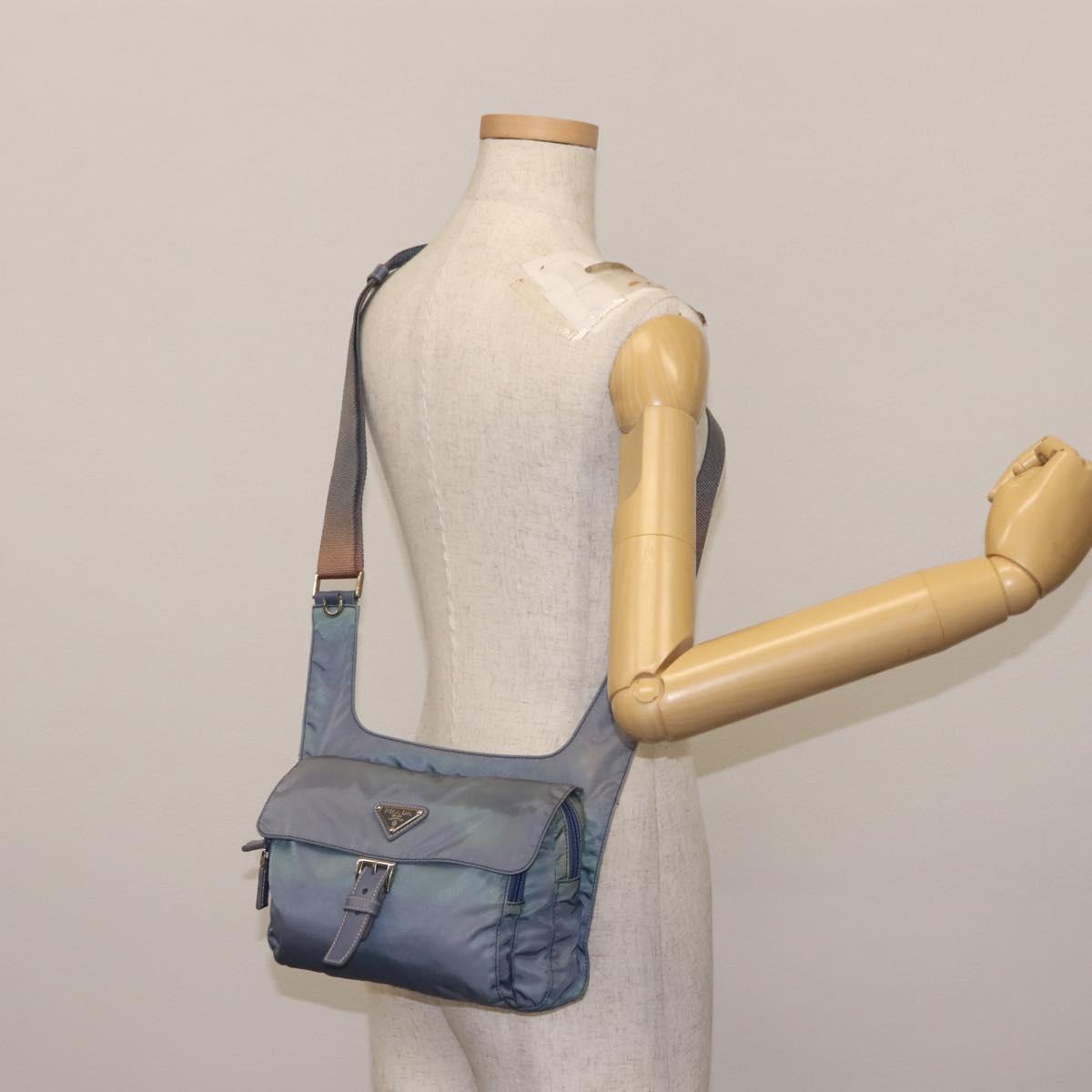PRADA Shoulder Bag Nylon Light Blue Auth ki5998
