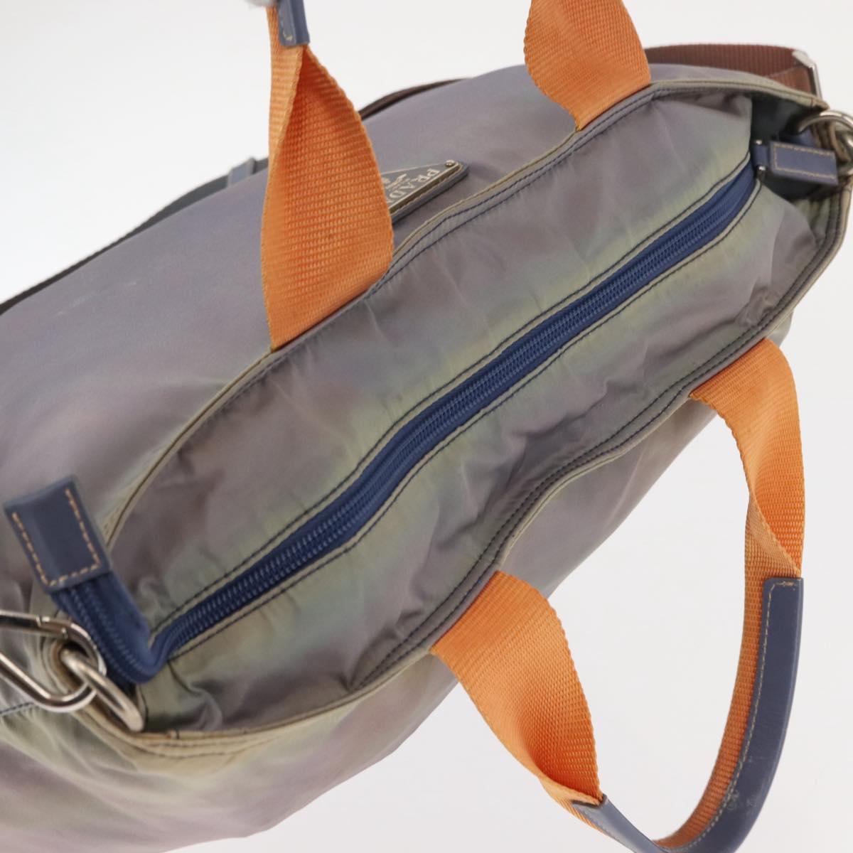 PRADA Tote Bag Nylon 2way Purple Orange Auth ki5999