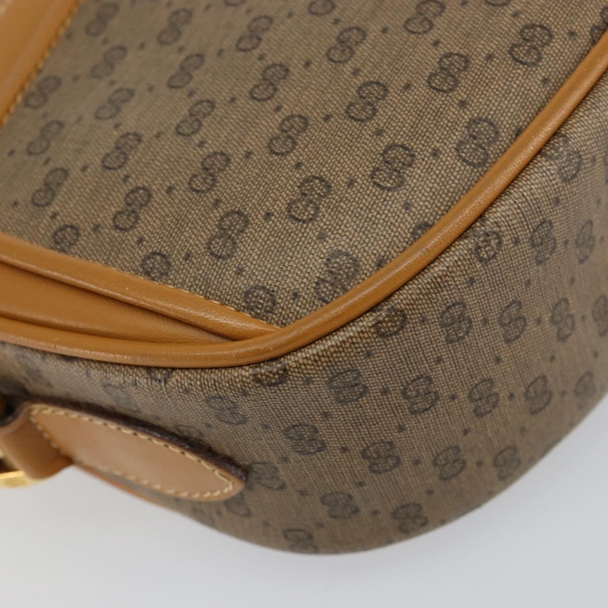 GUCCI Micro GG Canvas Shoulder Bag PVC Leather Beige Auth ki6001