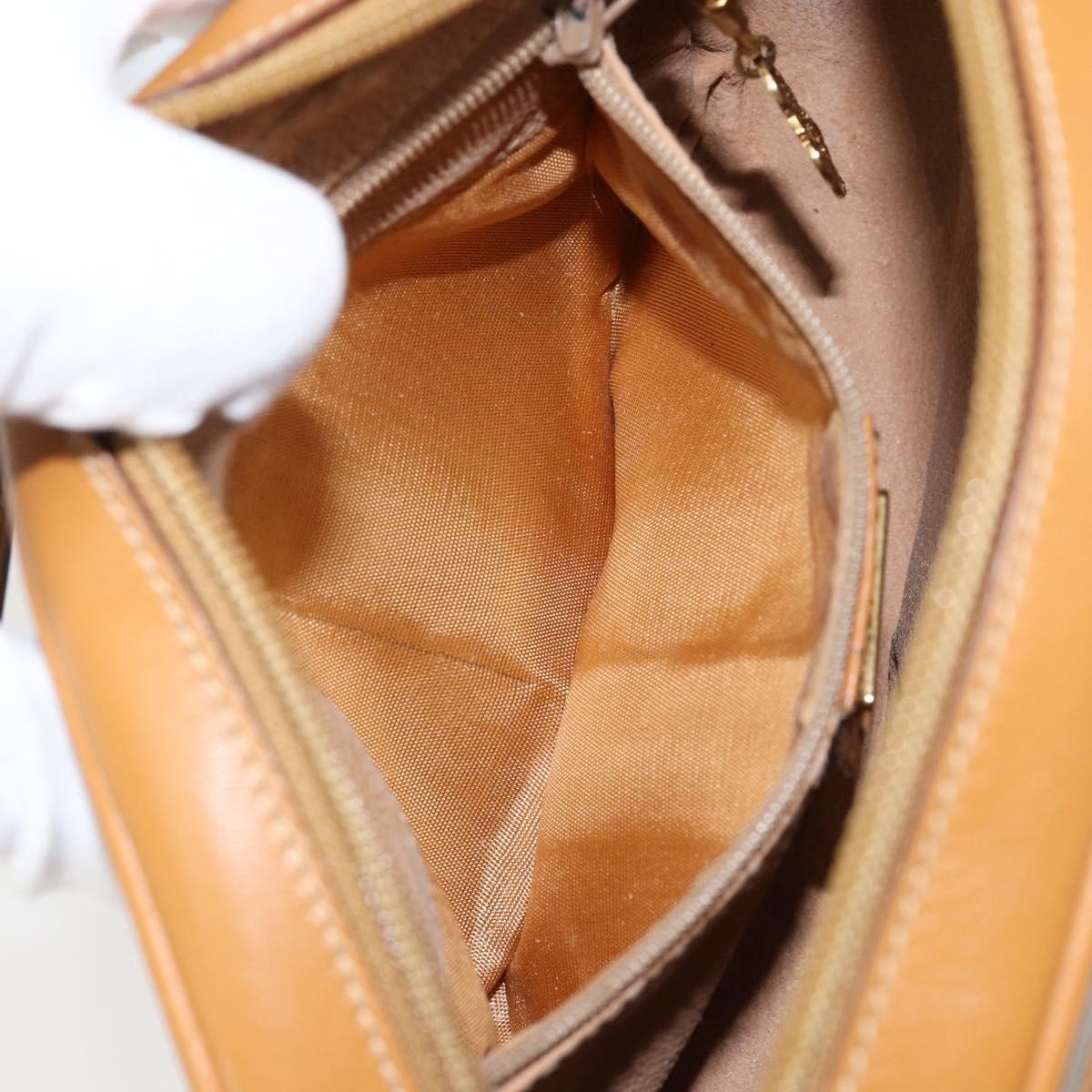 GUCCI Micro GG Canvas Shoulder Bag PVC Leather Beige Auth ki6001