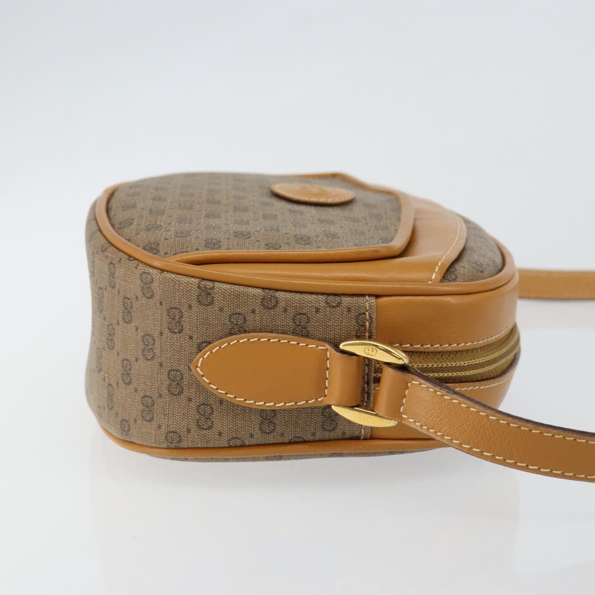 GUCCI Micro GG Canvas Shoulder Bag PVC Leather Beige Auth ki6001