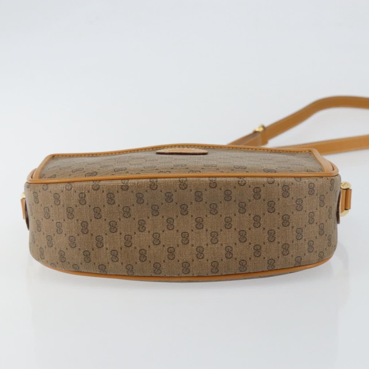 GUCCI Micro GG Canvas Shoulder Bag PVC Leather Beige Auth ki6001