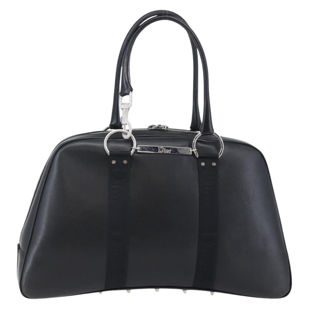Christian Dior Boston Bag Leather Black Auth ki6003