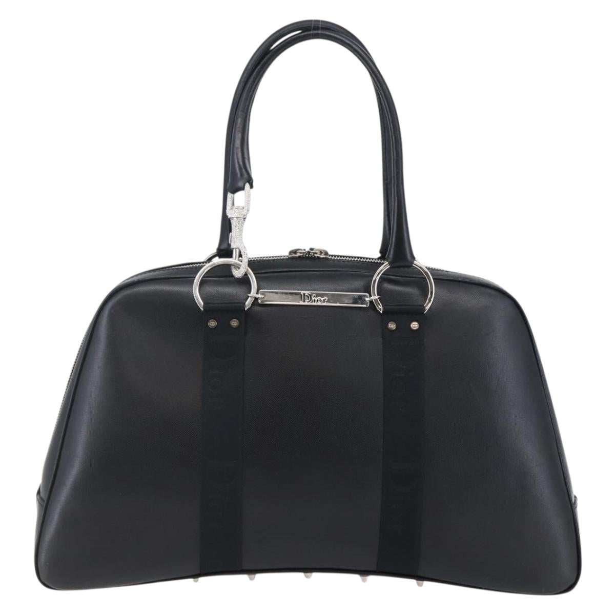 Christian Dior Boston Bag Leather Black Auth ki6003