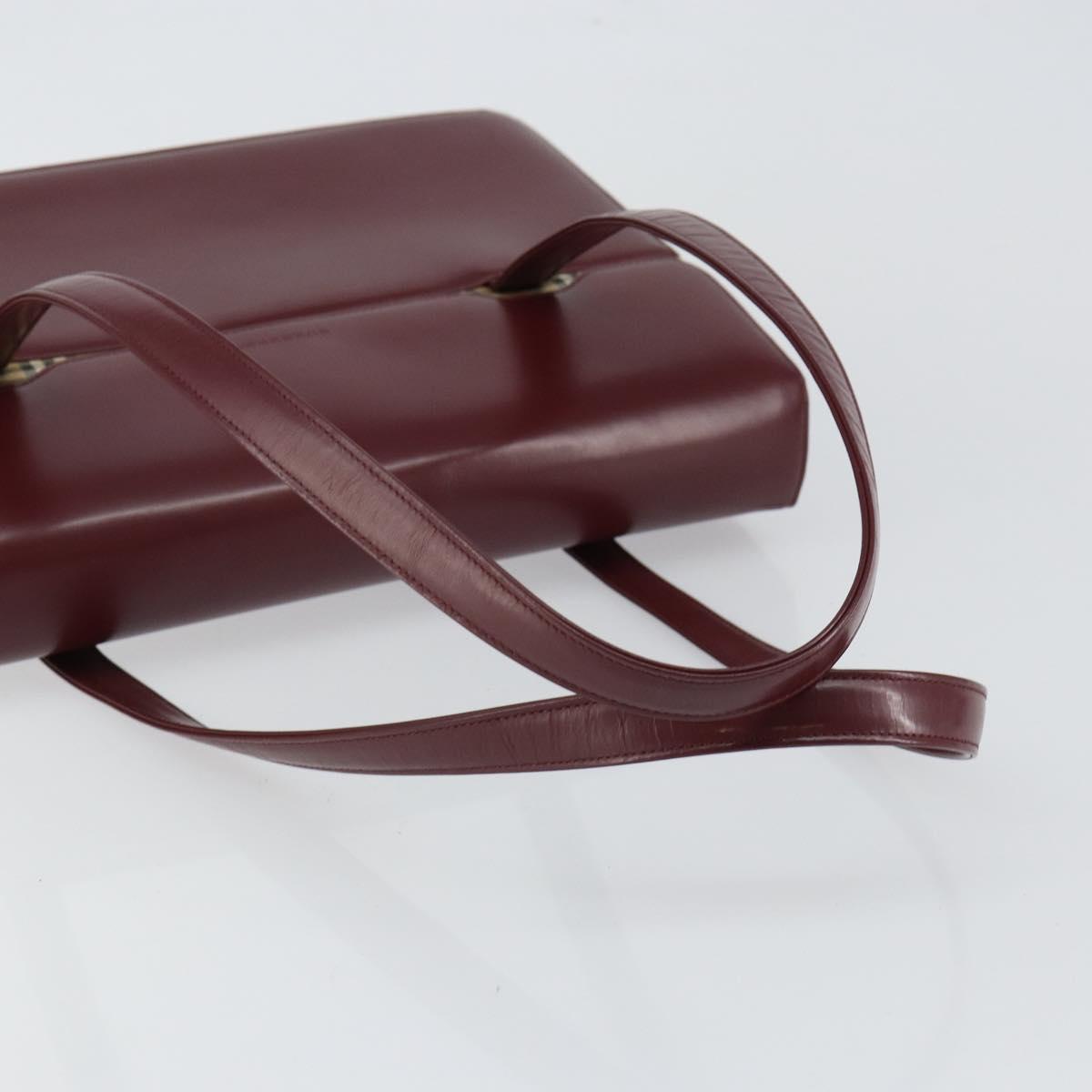 BURBERRY Nova Check Hand Bag Canvas Leather Bordeaux Beige Auth ki6009