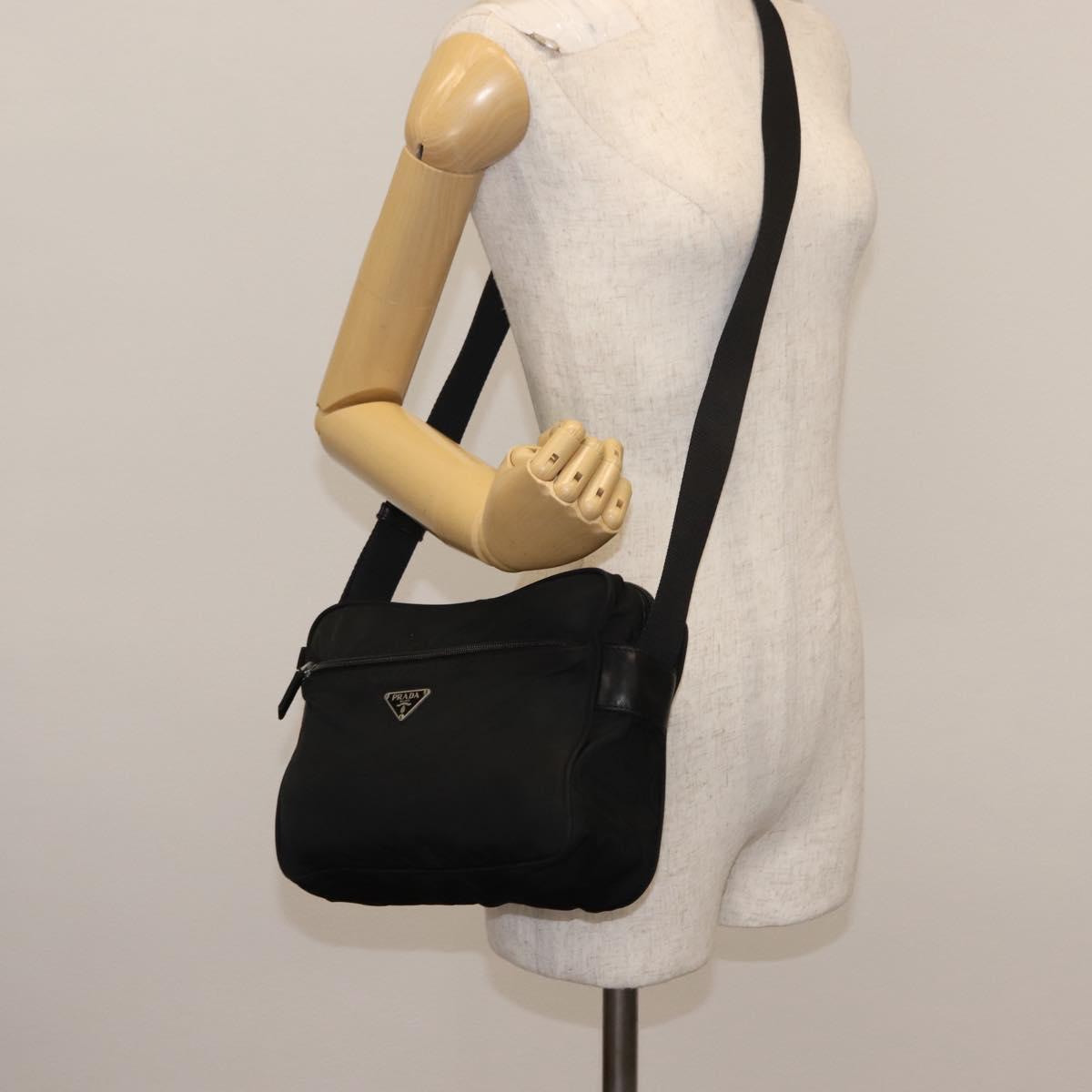 PRADA Shoulder Bag Nylon Black Auth ki6014