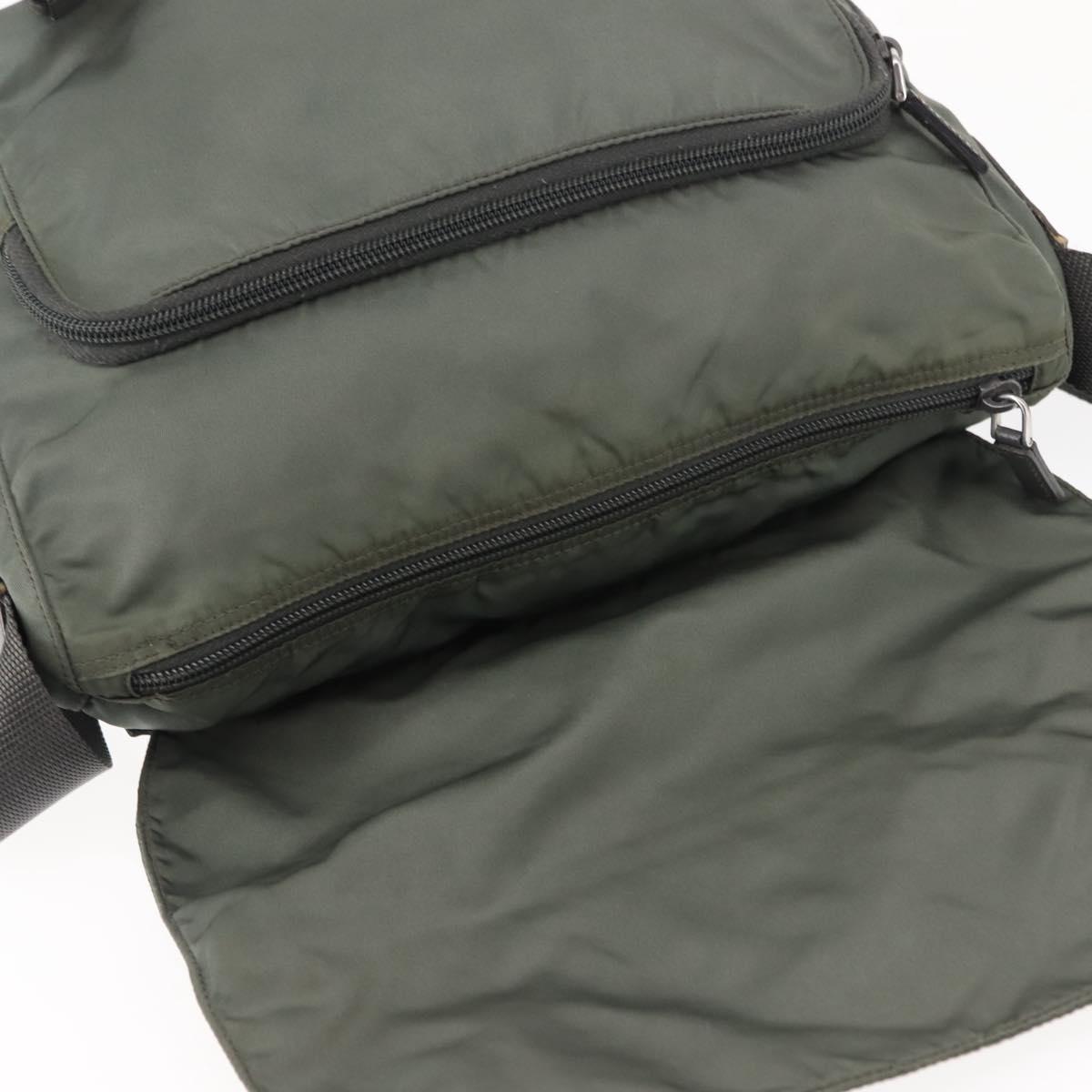 PRADA Shoulder Bag Nylon Khaki Auth ki6015