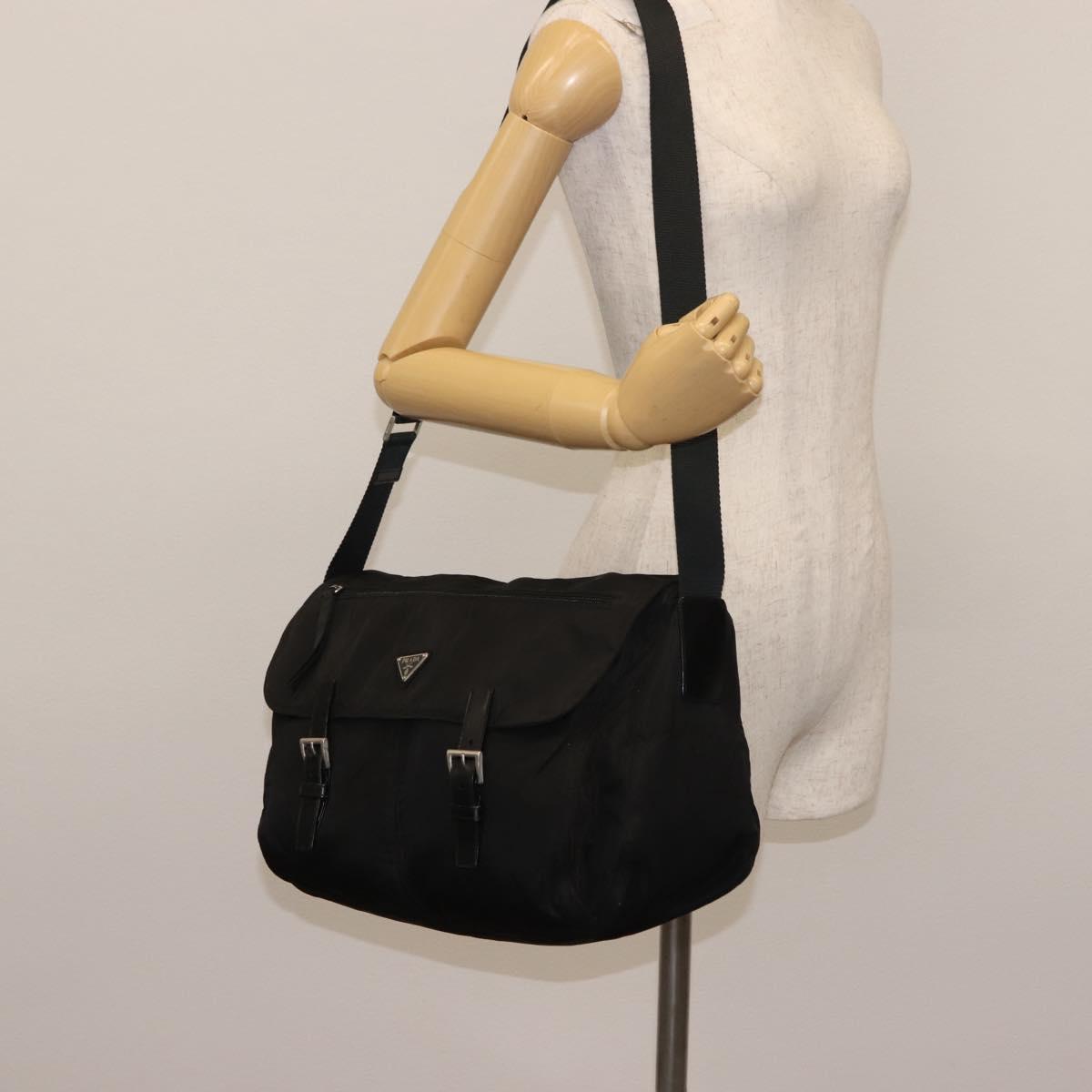 PRADA Shoulder Bag Nylon Black Auth ki6017