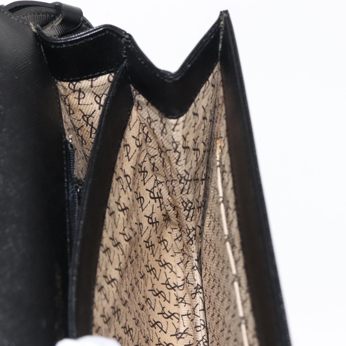SAINT LAURENT Shoulder Bag Leather Black Auth ki6018