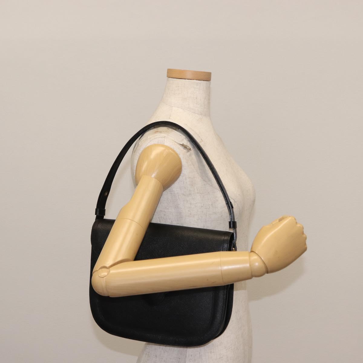 SAINT LAURENT Shoulder Bag Leather Black Auth ki6018