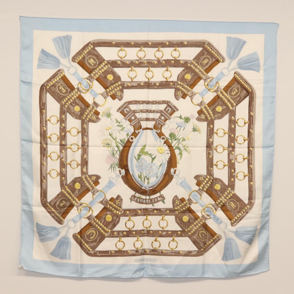 HERMES Carre 90 Scarf Silk 4 Set Red Blue Auth ki6029