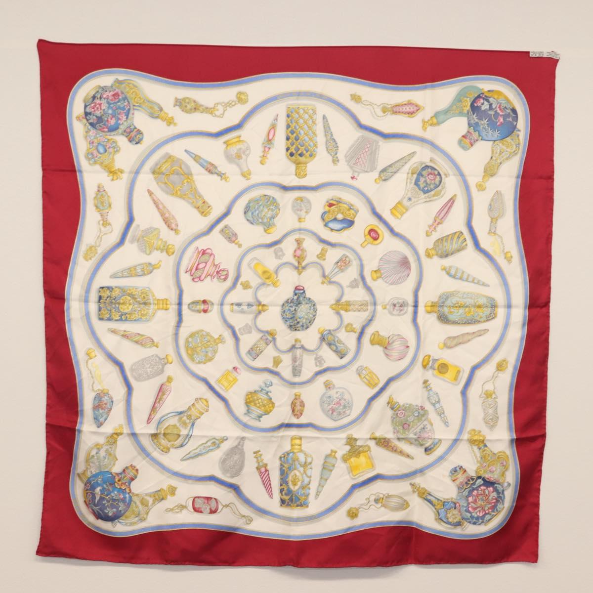 HERMES Carre 90 Scarf Silk 4 Set Red Blue Auth ki6029