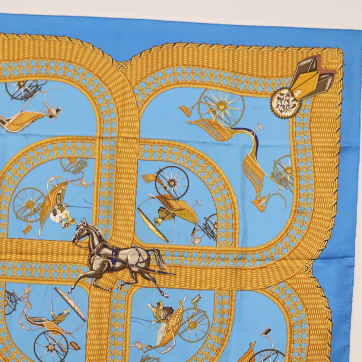 HERMES Carre 90 Scarf Silk 4 Set Red Blue Auth ki6029