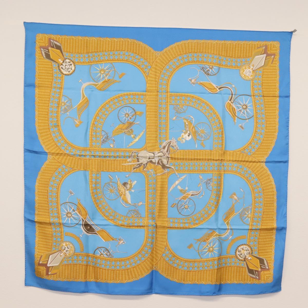 HERMES Carre 90 Scarf Silk 4 Set Red Blue Auth ki6029