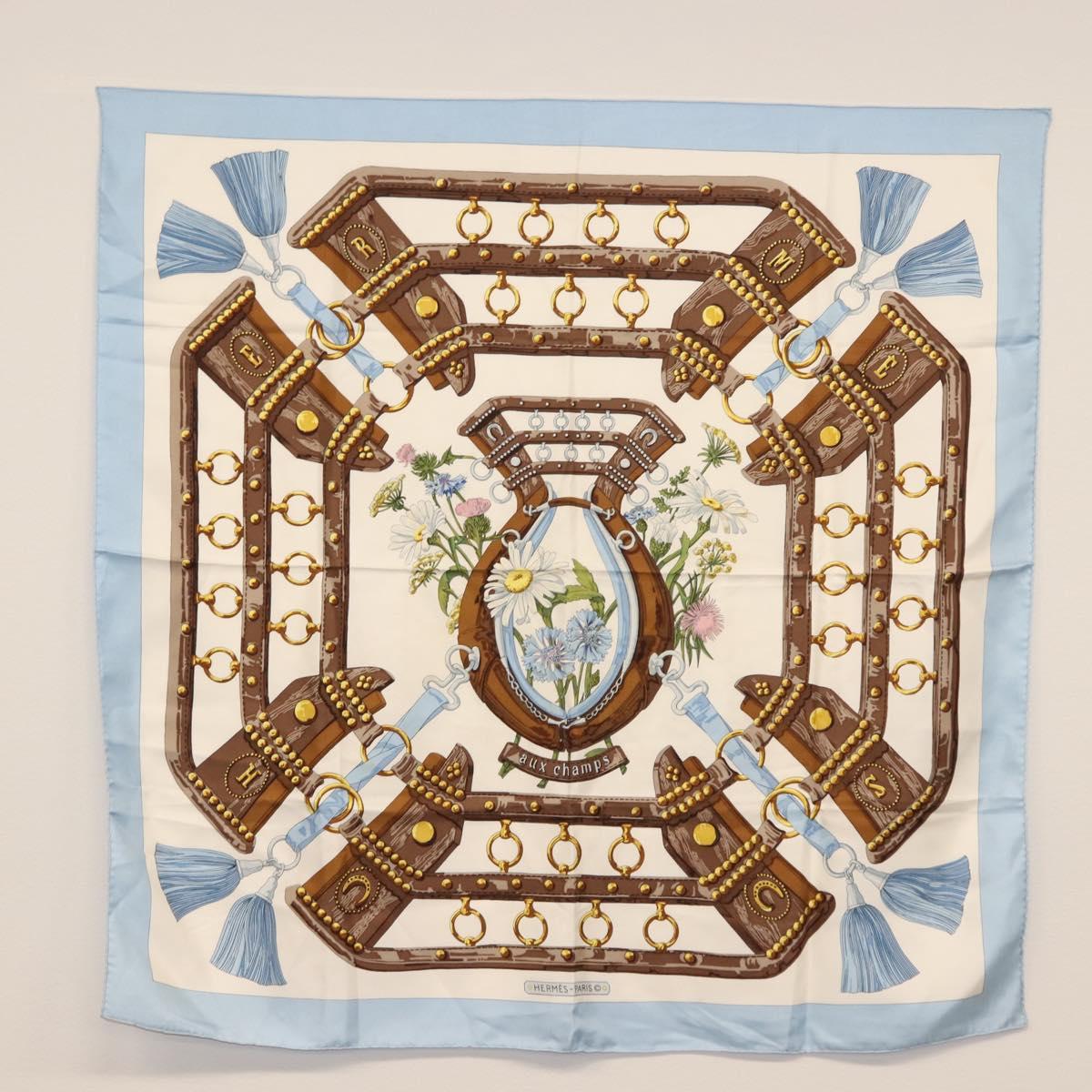 HERMES Carre 90 Scarf Silk 4 Set Red Blue Auth ki6029