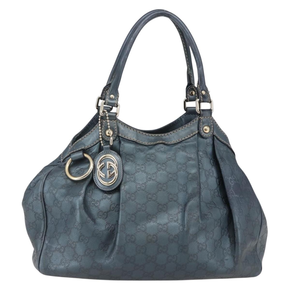 GUCCI Guccissima GG Sukey Tote Bag Leather Blue Auth ki6032