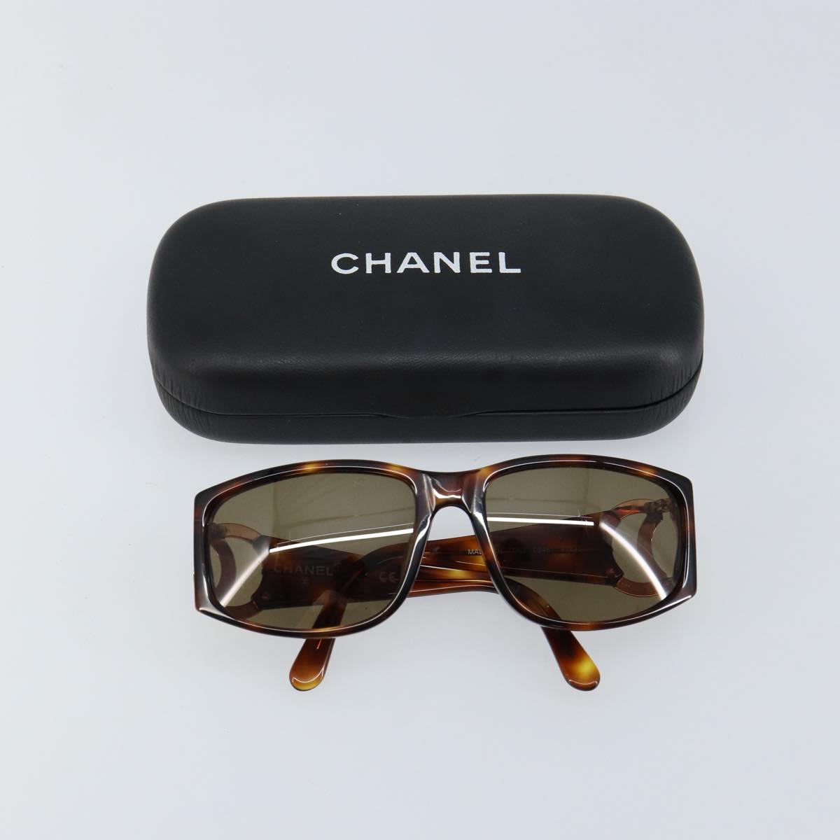 CHANEL Sunglasses plastic Brown CC Auth ki6033