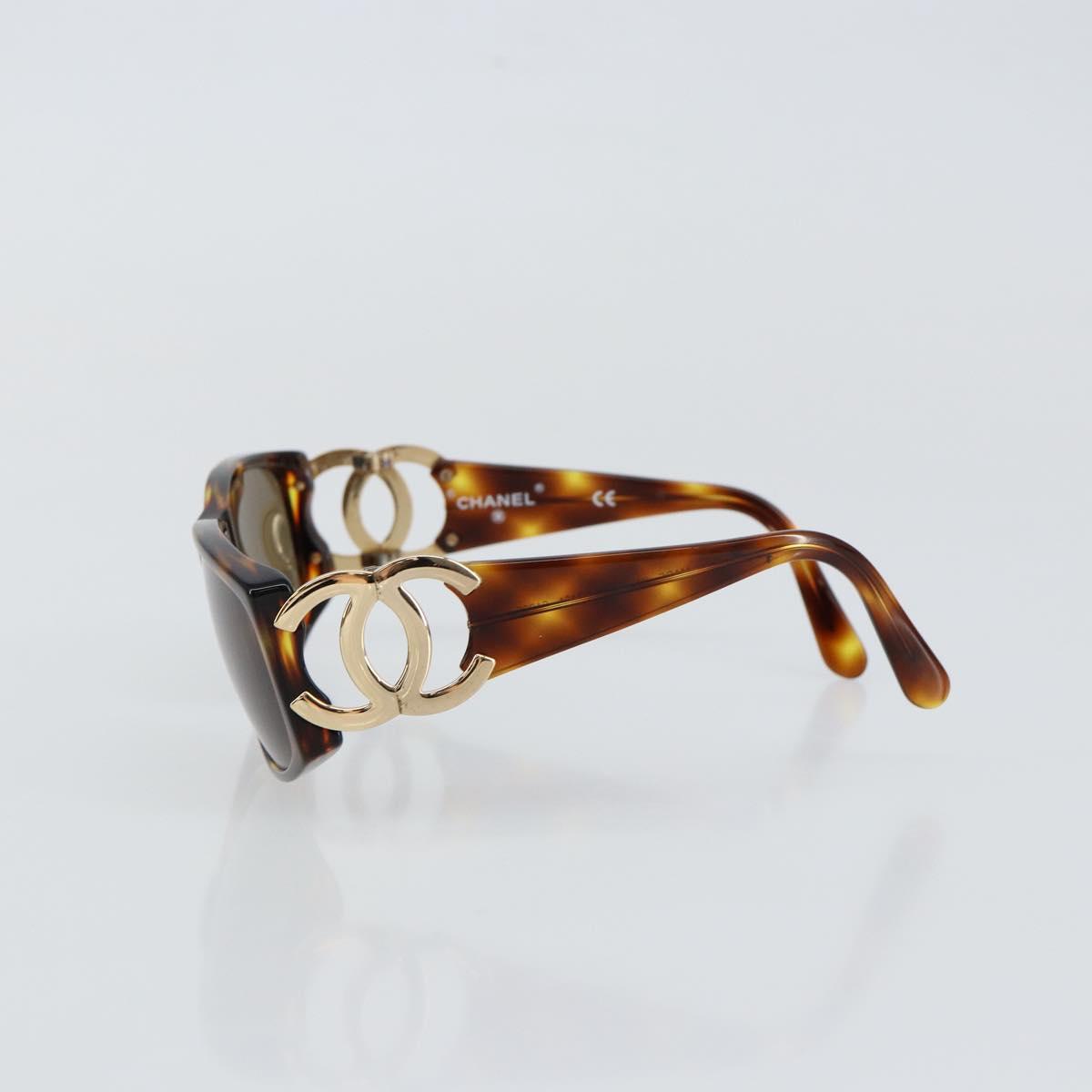 CHANEL Sunglasses plastic Brown CC Auth ki6033