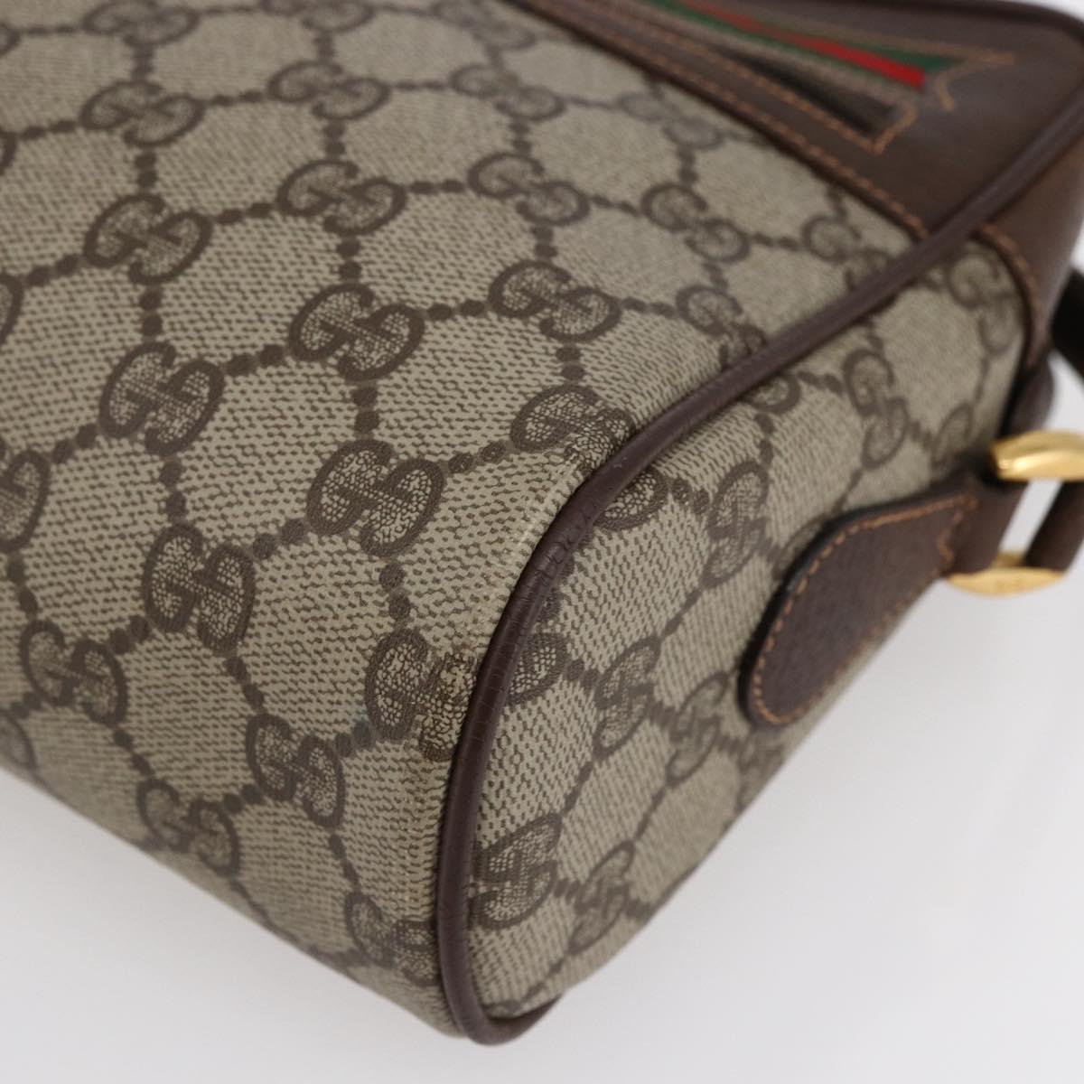 GUCCI GG Supreme Web Sherry Line Shoulder Bag PVC Leather Beige Red Auth ki6037