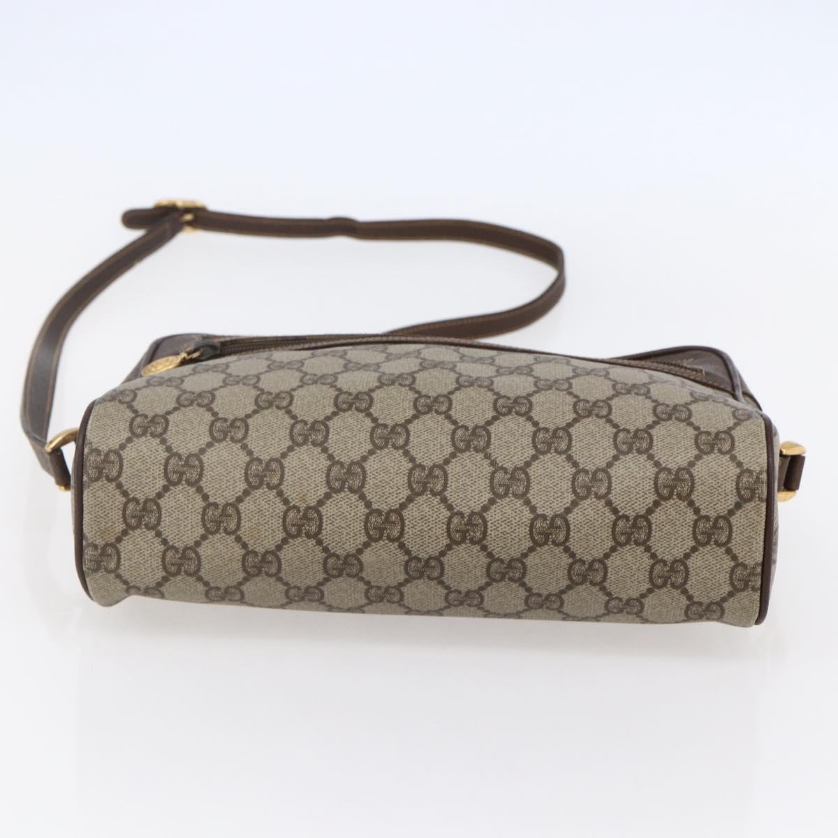 GUCCI GG Supreme Web Sherry Line Shoulder Bag PVC Leather Beige Red Auth ki6037