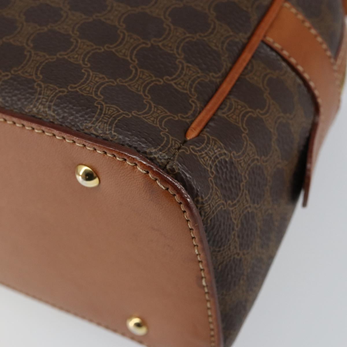 CELINE Macadam Canvas Hand Bag PVC Leather Brown Auth ki6044