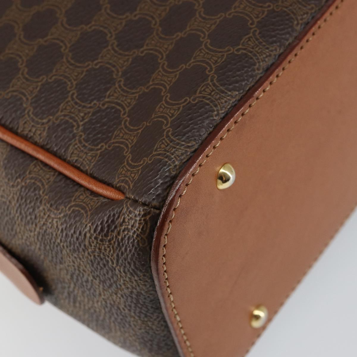 CELINE Macadam Canvas Hand Bag PVC Leather Brown Auth ki6044