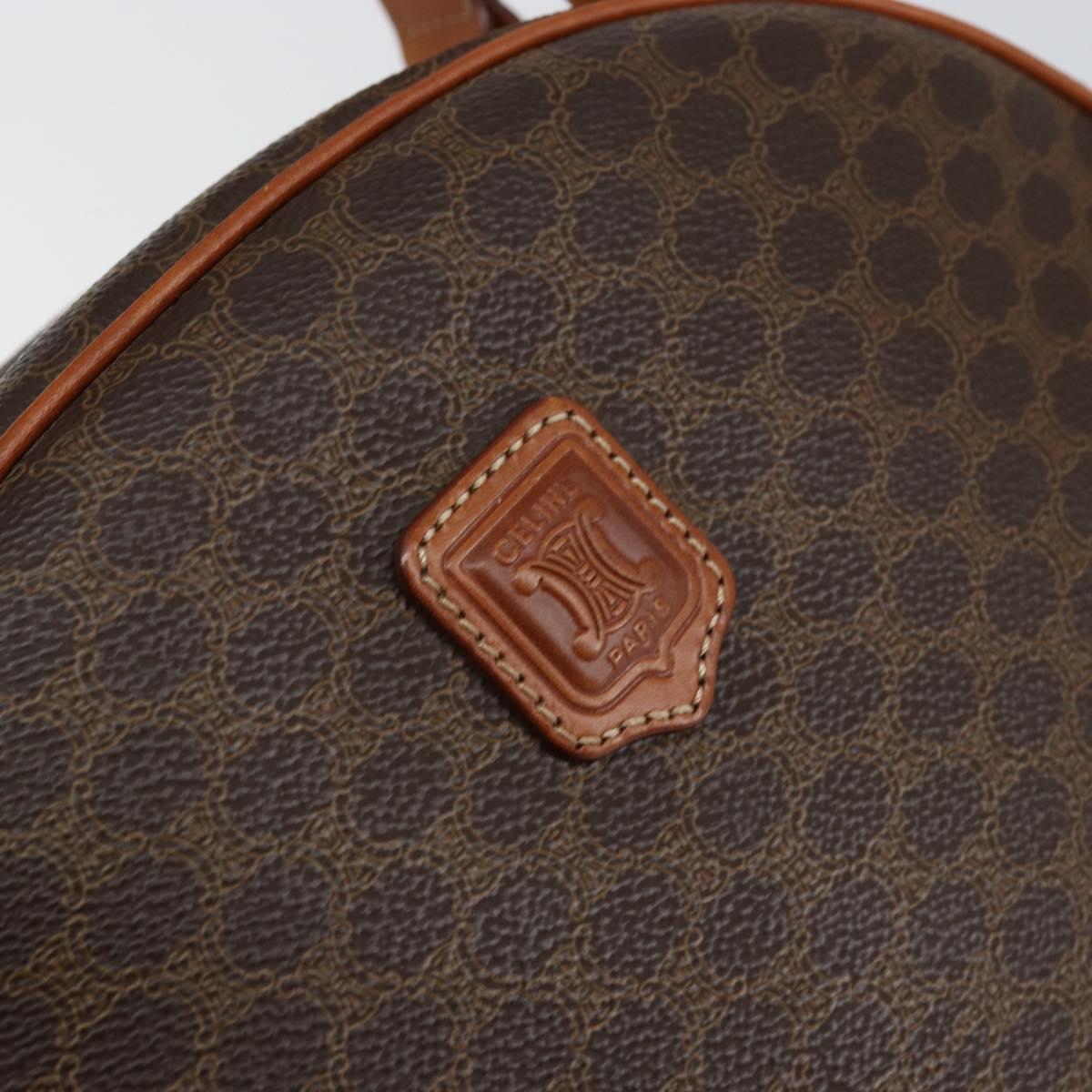 CELINE Macadam Canvas Hand Bag PVC Leather Brown Auth ki6044