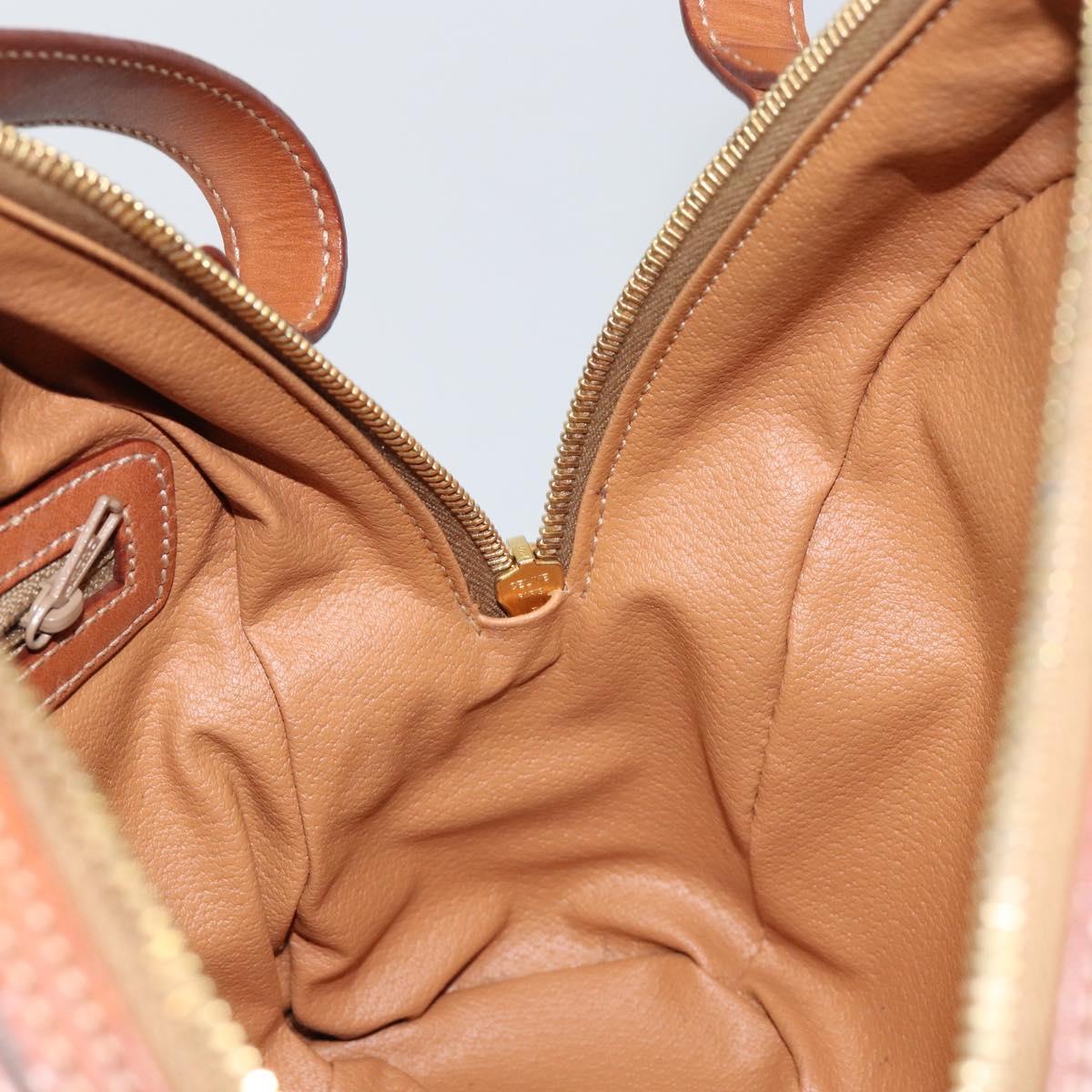 CELINE Macadam Canvas Hand Bag PVC Leather Brown Auth ki6044
