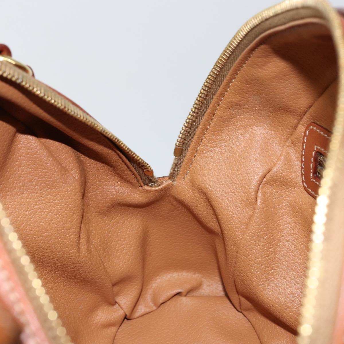 CELINE Macadam Canvas Hand Bag PVC Leather Brown Auth ki6044