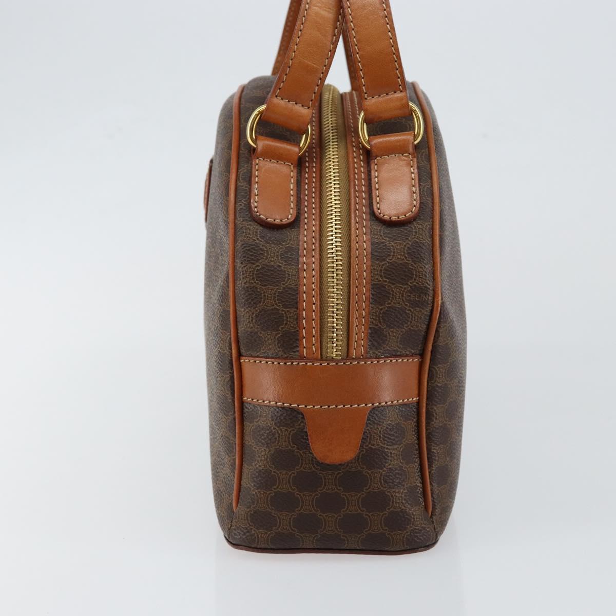 CELINE Macadam Canvas Hand Bag PVC Leather Brown Auth ki6044