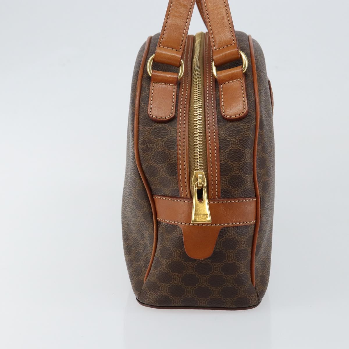 CELINE Macadam Canvas Hand Bag PVC Leather Brown Auth ki6044