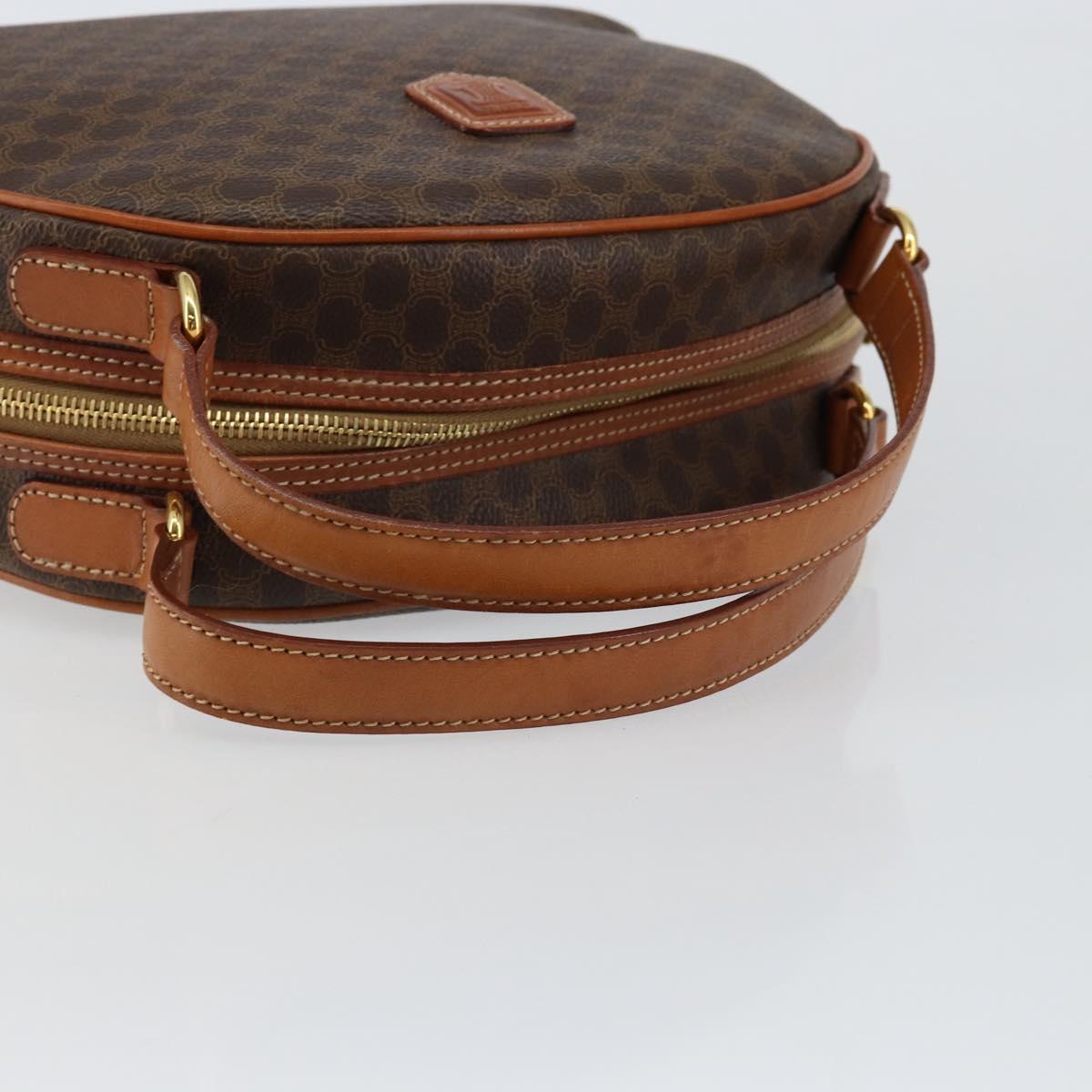 CELINE Macadam Canvas Hand Bag PVC Leather Brown Auth ki6044