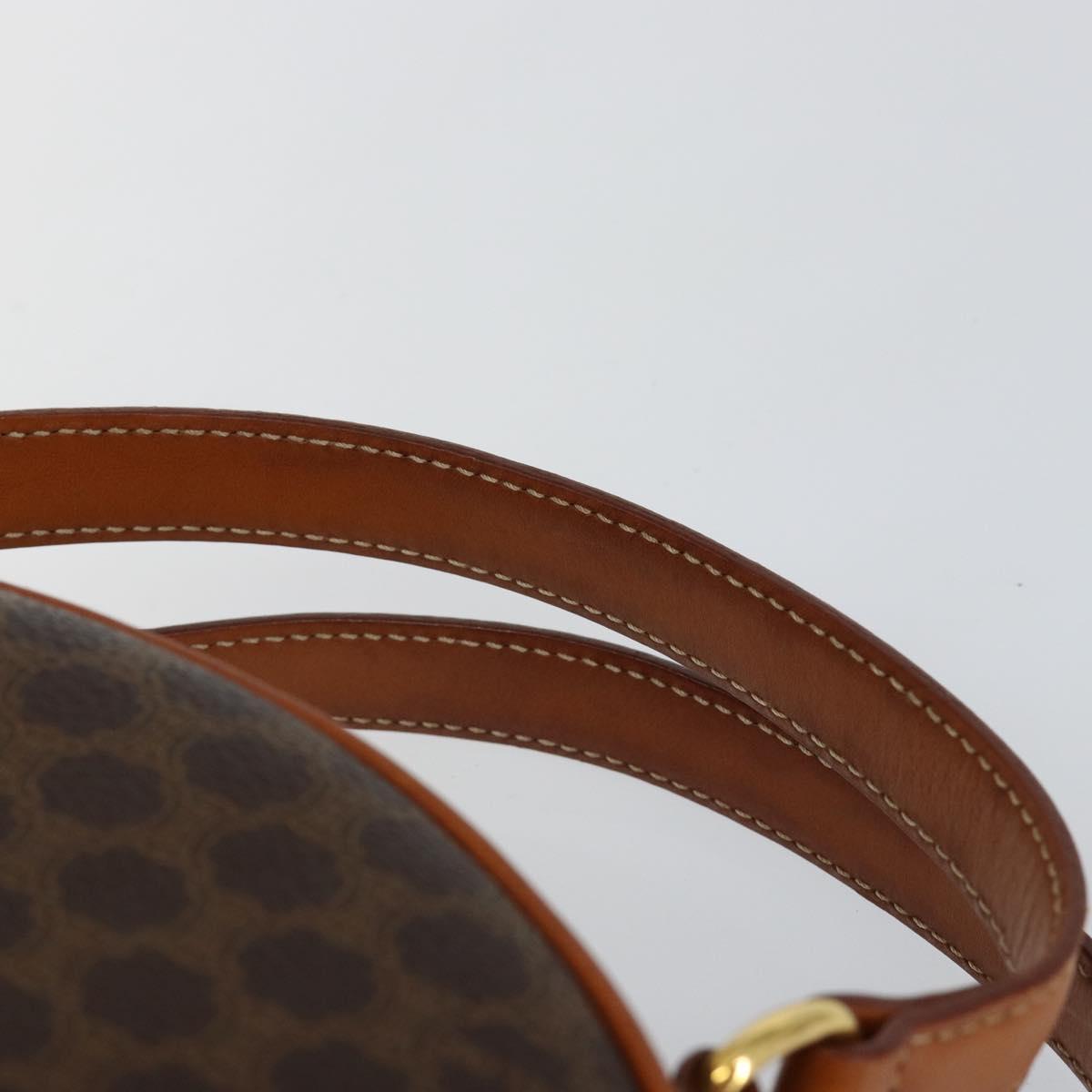 CELINE Macadam Canvas Hand Bag PVC Leather Brown Auth ki6044