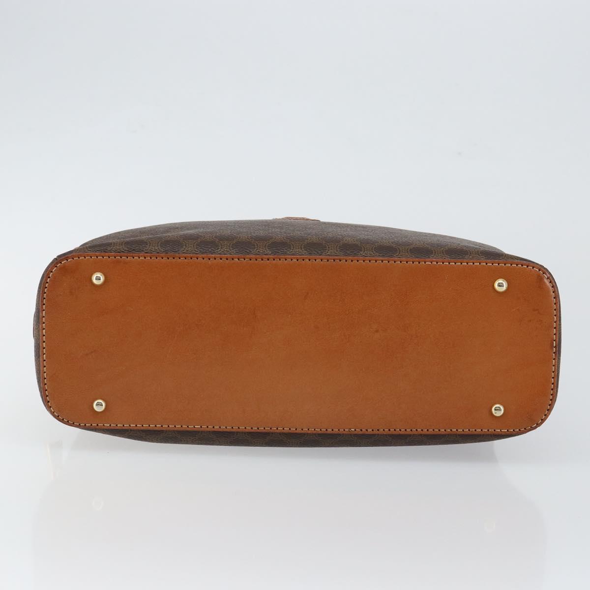 CELINE Macadam Canvas Hand Bag PVC Leather Brown Auth ki6044