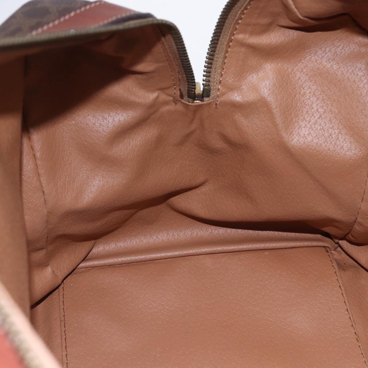 CELINE Macadam Canvas Mini Boston Bag PVC Leather Brown Auth ki6045