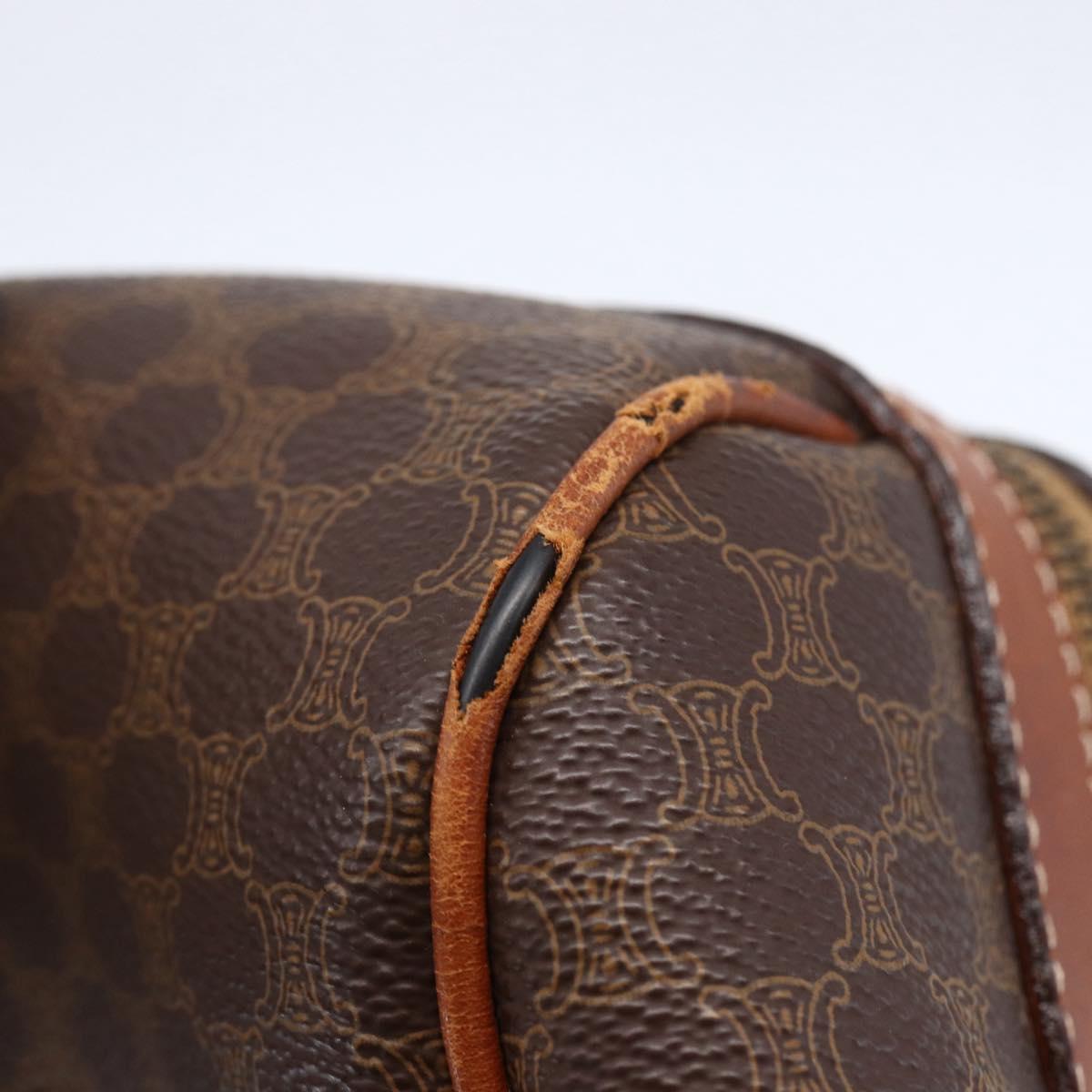 CELINE Macadam Canvas Mini Boston Bag PVC Leather Brown Auth ki6045