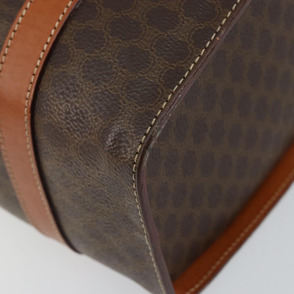 CELINE Macadam Canvas Hand Bag PVC Leather Brown Auth ki6046