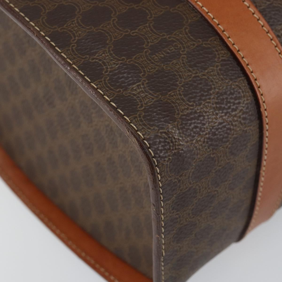 CELINE Macadam Canvas Hand Bag PVC Leather Brown Auth ki6046