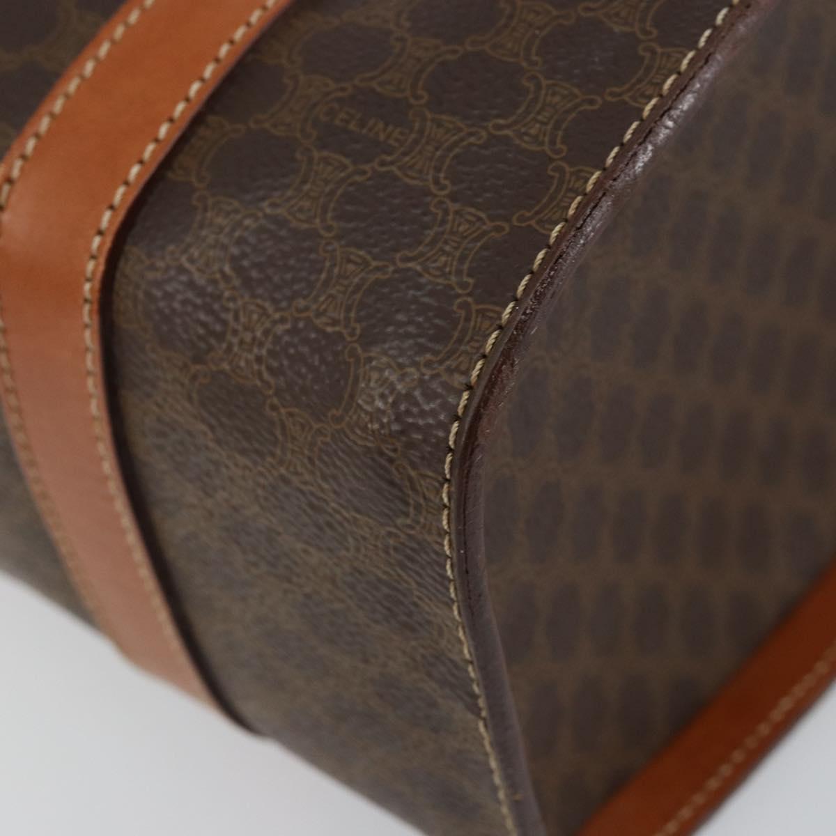CELINE Macadam Canvas Hand Bag PVC Leather Brown Auth ki6046