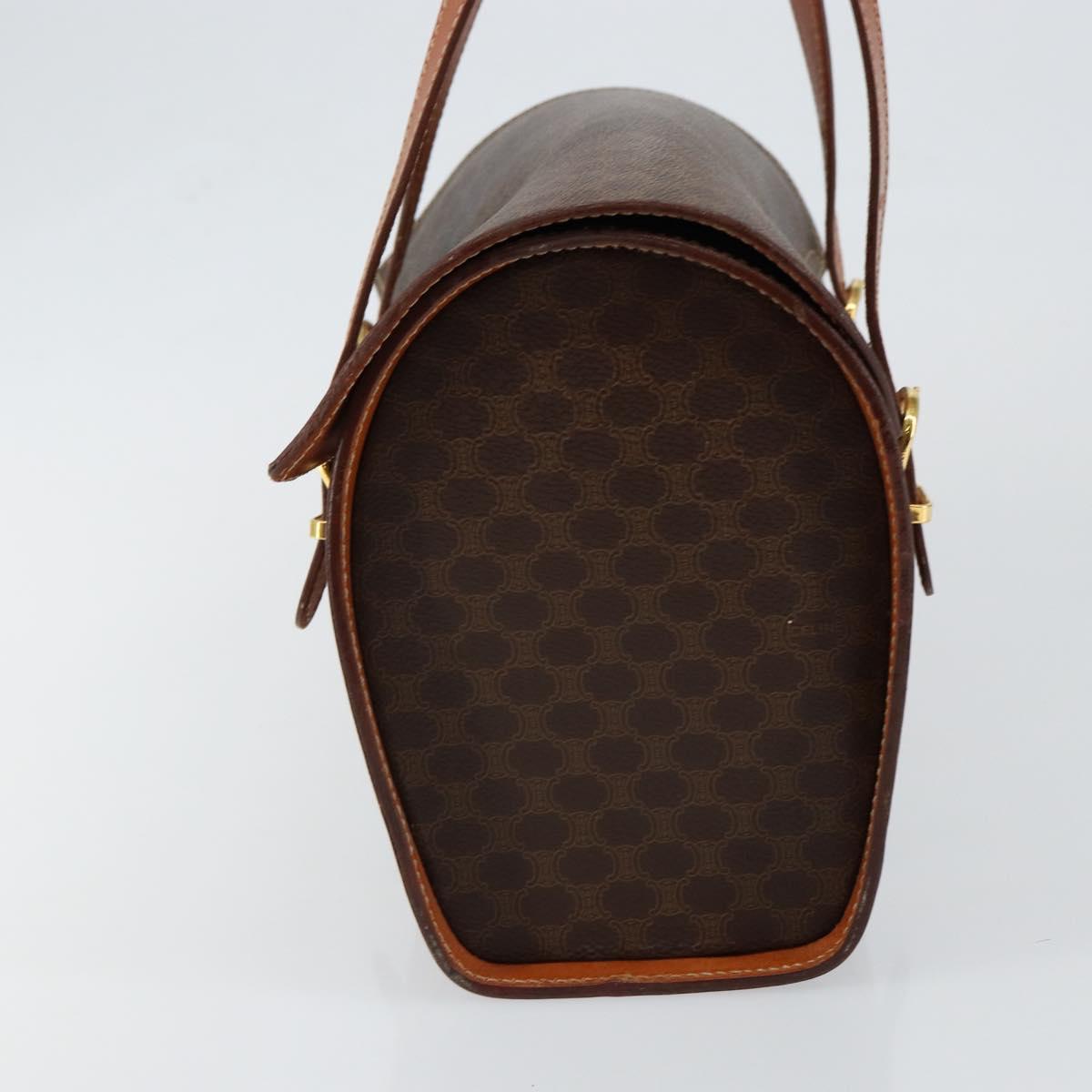 CELINE Macadam Canvas Hand Bag PVC Leather Brown Auth ki6046