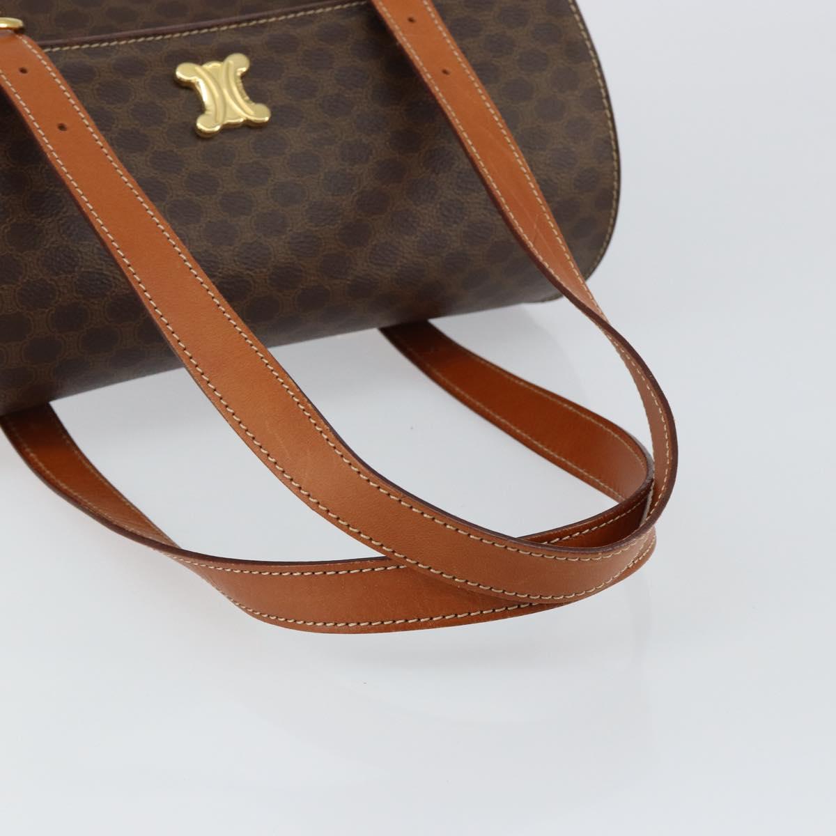 CELINE Macadam Canvas Hand Bag PVC Leather Brown Auth ki6046