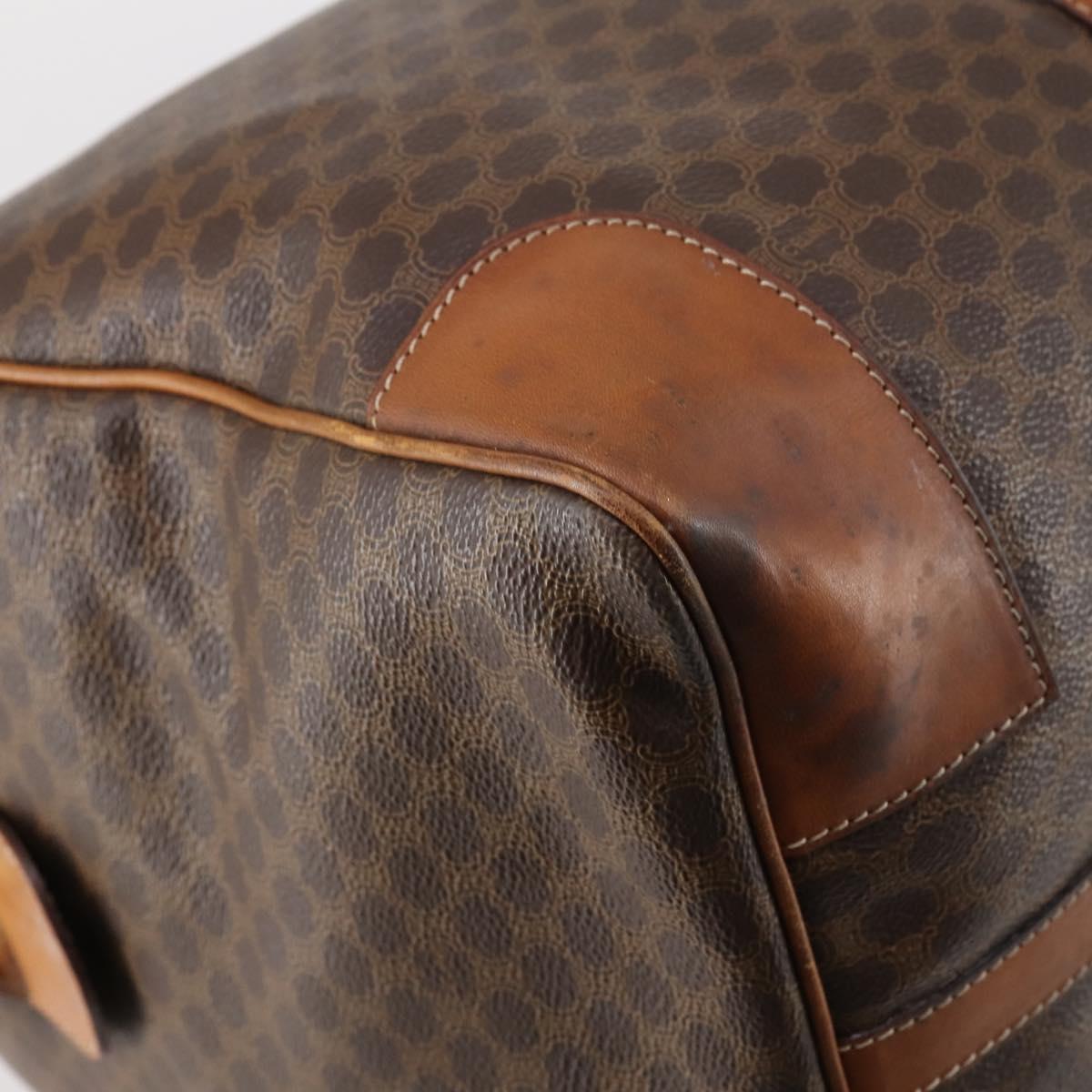 CELINE Macadam Canvas Boston Bag PVC Leather Brown Auth ki6048