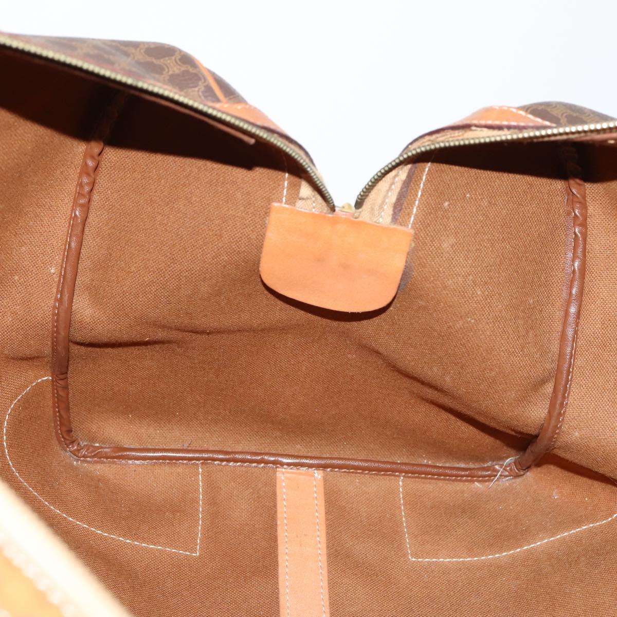 CELINE Macadam Canvas Boston Bag PVC Leather Brown Auth ki6048