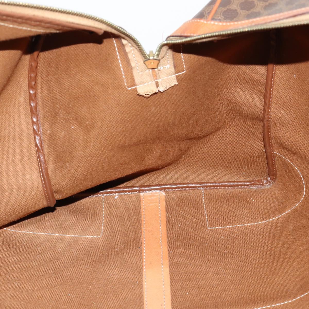 CELINE Macadam Canvas Boston Bag PVC Leather Brown Auth ki6048