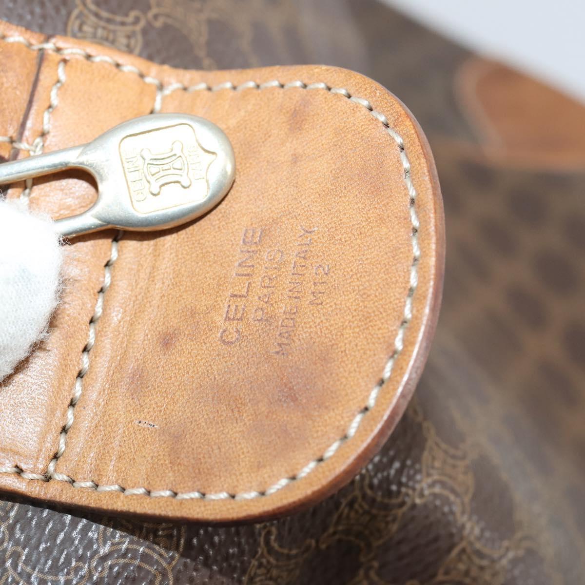 CELINE Macadam Canvas Boston Bag PVC Leather Brown Auth ki6048