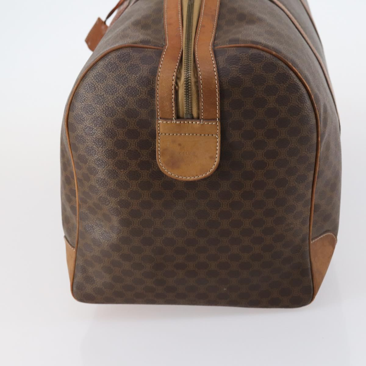 CELINE Macadam Canvas Boston Bag PVC Leather Brown Auth ki6048