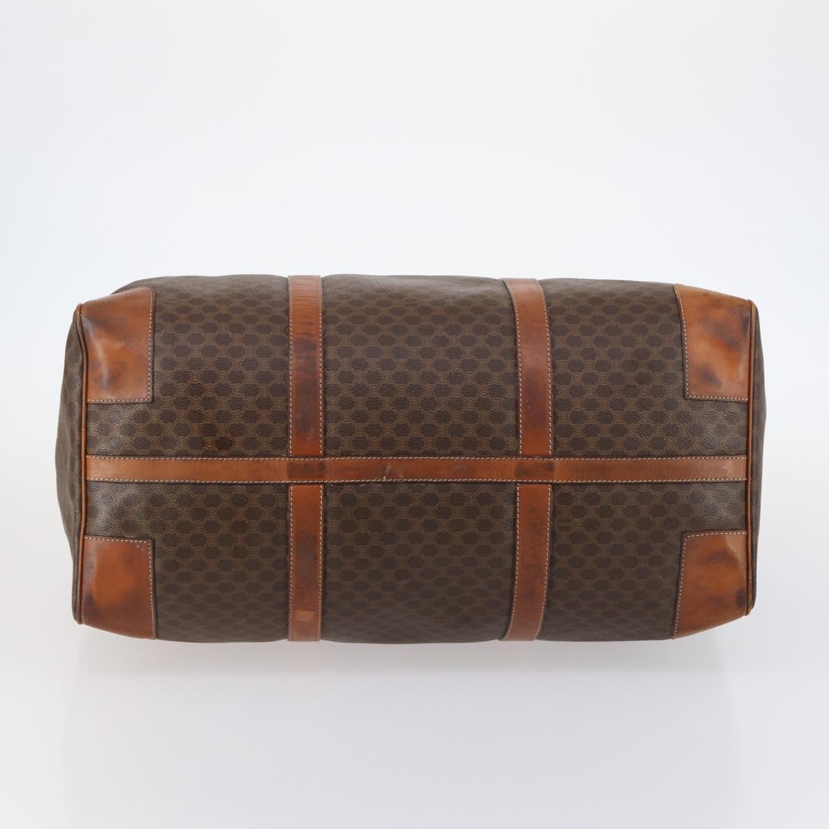 CELINE Macadam Canvas Boston Bag PVC Leather Brown Auth ki6048