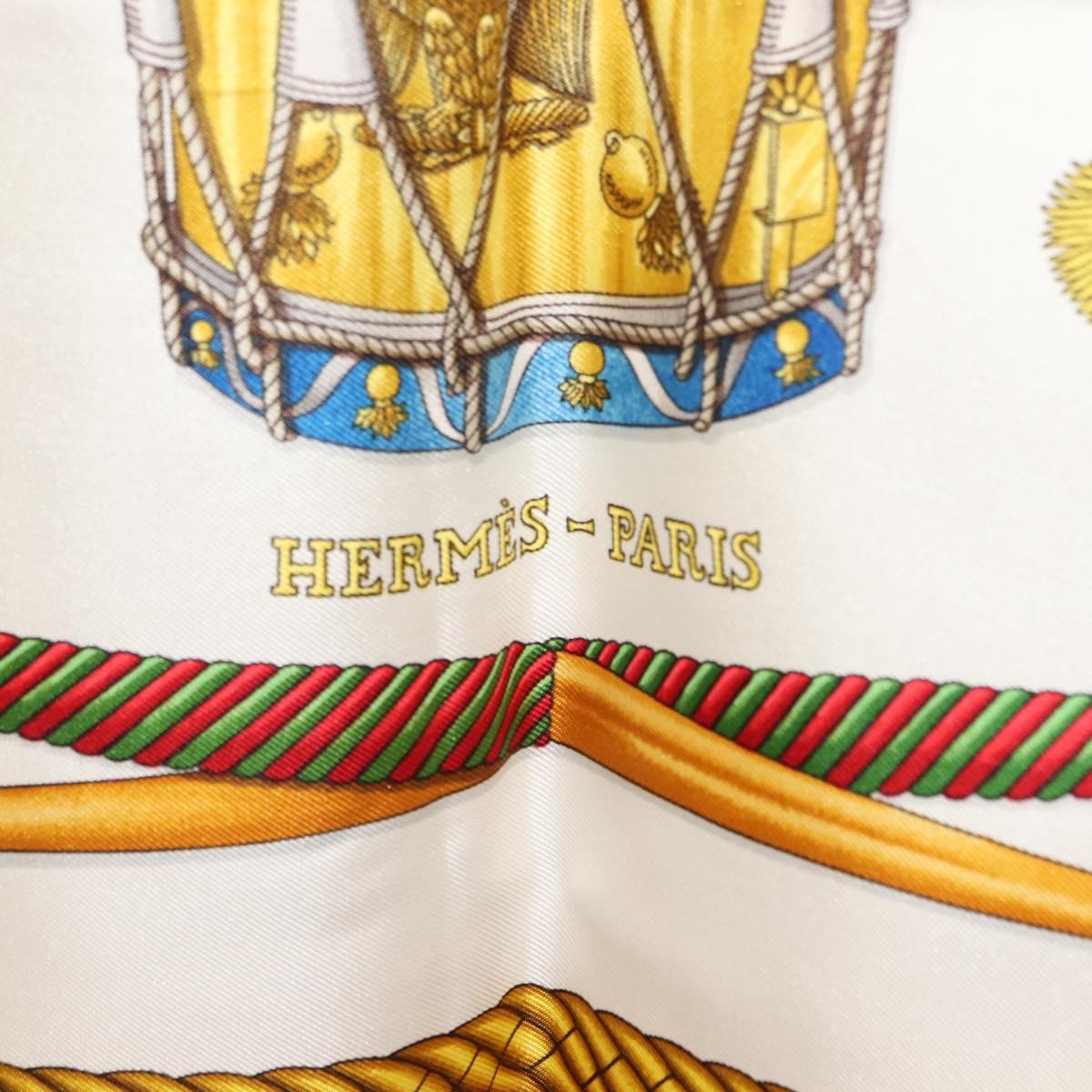 HERMES Carre 90 Scarf LES TAMBOURS Silk Red Auth ki6050